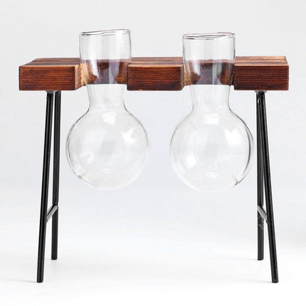 Handcrafted Glass Propagation Station | Iron & Wood Stand | Transparent Vase for Plant Growth | Elegant Home & Office Decor | Perfect for Flowers, Weddings, and Events | Easy Assembly | Multiple Sizes