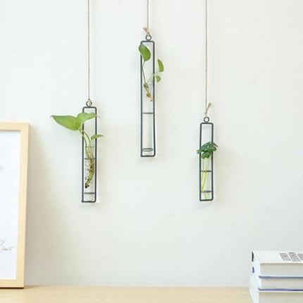 Hanging Glass & Iron Plant Propagation Terrariums | Minimalist Style | Includes Rope | Small 8.5" | Medium 10.5" | Large 12.5"