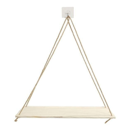 Rope Hanging Wall Shelf | Rustic Paulownia Wood & Jute | Indoor & Outdoor | Decorative Display for Plants, Photos, Collectibles | Easy Installation | Mold Resistant | 35x14x0.85cm
