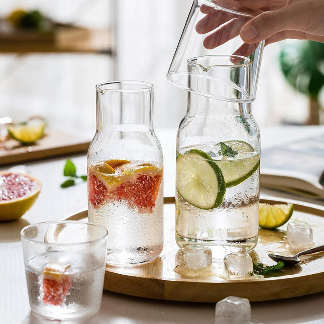 Glass Bedside Carafe & Tumbler Set | High-Quality Glass | Multipurpose with Tumbler Lid | Ideal for Home, Office, Guest Serving | Easy Hand Wash | Space-Saving Design