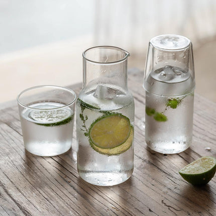 Glass Bedside Carafe & Tumbler Set | High-Quality Glass | Multipurpose with Tumbler Lid | Ideal for Home, Office, Guest Serving | Easy Hand Wash | Space-Saving Design