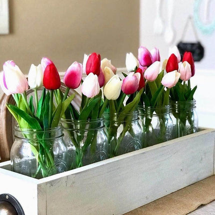 10-Piece Lifelike Faux Tulips | High-Quality PU | 16-Inch Long | Variety of Colors | Customizable Bouquet | Home Decor Accent | Vibrant and Fresh-Looking | Suitable for Tables, Shelves, Desks | 3.5cm Diameter