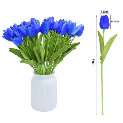10-Piece Lifelike Faux Tulips | High-Quality PU | 16-Inch Long | Variety of Colors | Customizable Bouquet | Home Decor Accent | Vibrant and Fresh-Looking | Suitable for Tables, Shelves, Desks | 3.5cm Diameter