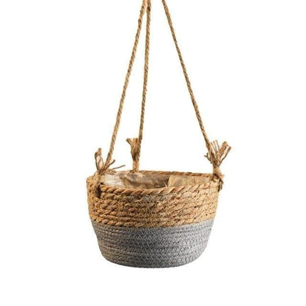 Jute Rope Hanging Planter Basket | Versatile Storage Solution | Modern Minimalist Design | Durable Construction with Waterproof Inner Lining | Diameter 20cm | Total Height 41cm | Indoor & Outdoor Use