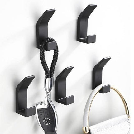 Saxton Adhesive Wall Hooks | Modern Aluminum Design | No-Drill Installation | Durable with 22lbs Load Capacity | Ideal for Living Spaces | Available in Black or White | Single, 3, or 5 Piece Sets