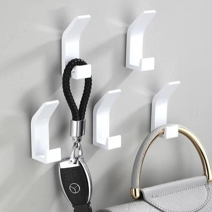 Saxton Adhesive Wall Hooks | Modern Aluminum Design | No-Drill Installation | Durable with 22lbs Load Capacity | Ideal for Living Spaces | Available in Black or White | Single, 3, or 5 Piece Sets