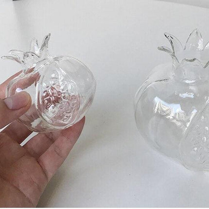 Handmade Pomegranate Shape Borosilicate Glass Hydroponic Propagation Vase | Versatile Home Decor | Transparent for Plant Viewing | Temperature Resistant | Small/Large Sizes | Shelf Decoration
