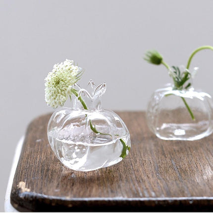 Handmade Pomegranate Shape Borosilicate Glass Hydroponic Propagation Vase | Versatile Home Decor | Transparent for Plant Viewing | Temperature Resistant | Small/Large Sizes | Shelf Decoration