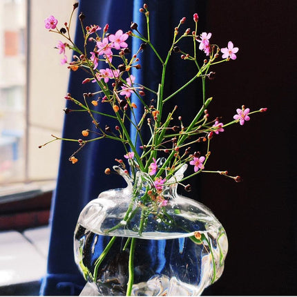 Handmade Pomegranate Shape Borosilicate Glass Hydroponic Propagation Vase | Versatile Home Decor | Transparent for Plant Viewing | Temperature Resistant | Small/Large Sizes | Shelf Decoration