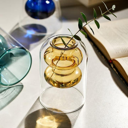 Handmade Groovy Glass Vases | Elegant Decorative Options | Colored Crystal Magic | Turquoise, Sapphire, Light Green, Gold & Rose | Artful Centerpiece for Home Decor