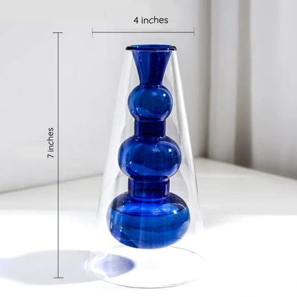 Handmade Groovy Glass Vases | Elegant Decorative Options | Colored Crystal Magic | Turquoise, Sapphire, Light Green, Gold & Rose | Artful Centerpiece for Home Decor