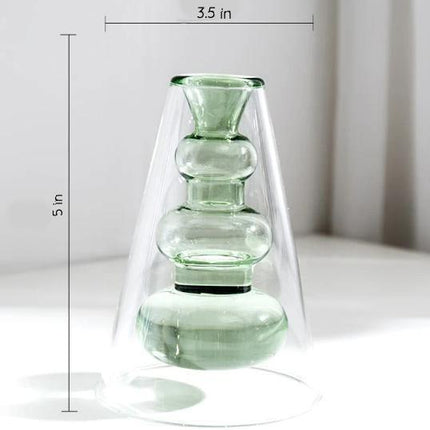 Handmade Groovy Glass Vases | Elegant Decorative Options | Colored Crystal Magic | Turquoise, Sapphire, Light Green, Gold & Rose | Artful Centerpiece for Home Decor