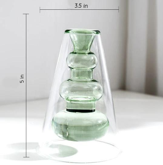 Handmade Groovy Glass Vases | Elegant Decorative Options | Colored Crystal Magic | Turquoise, Sapphire, Light Green, Gold & Rose | Artful Centerpiece for Home Decor