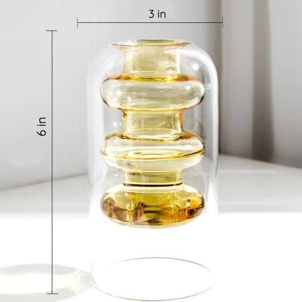 Handmade Groovy Glass Vases | Elegant Decorative Options | Colored Crystal Magic | Turquoise, Sapphire, Light Green, Gold & Rose | Artful Centerpiece for Home Decor