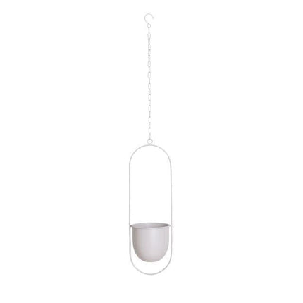 Durable Halo Iron Hanging Planter | Inky Black or Gold | Circular or Oblong Shape | Modern Indoor/Outdoor Decor | Includes Metal Chain & Hardware | Minimalist Design for Plants