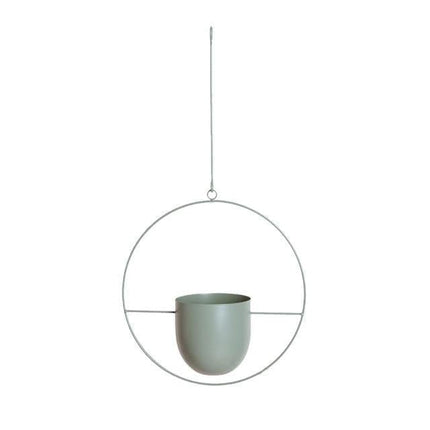 Durable Halo Iron Hanging Planter | Inky Black or Gold | Circular or Oblong Shape | Modern Indoor/Outdoor Decor | Includes Metal Chain & Hardware | Minimalist Design for Plants