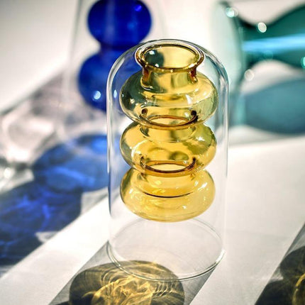 Handmade Groovy Glass Vases | Elegant Decorative Options | Colored Crystal Magic | Turquoise, Sapphire, Light Green, Gold & Rose | Artful Centerpiece for Home Decor