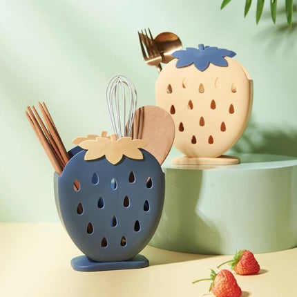 Strawberry Drying Stand | Cute Kitchen & Bathroom Organizer | Durable Plastic | 5 Colors | Quick Drainage Design | 6 x 7 x 3 Inches | Fun & Practical Decor for Utensils & Toothbrushes
