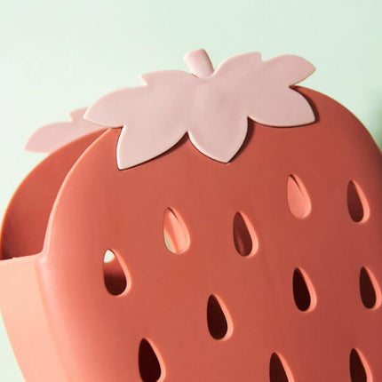 Strawberry Drying Stand | Cute Kitchen & Bathroom Organizer | Durable Plastic | 5 Colors | Quick Drainage Design | 6 x 7 x 3 Inches | Fun & Practical Decor for Utensils & Toothbrushes