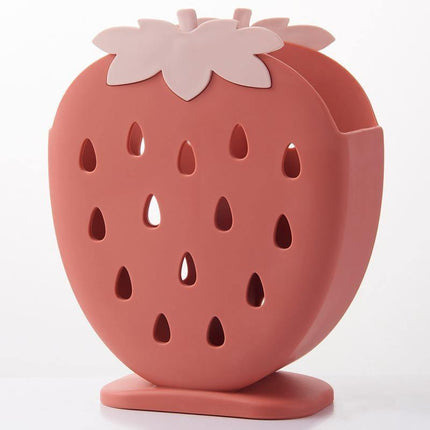 Strawberry Drying Stand | Cute Kitchen & Bathroom Organizer | Durable Plastic | 5 Colors | Quick Drainage Design | 6 x 7 x 3 Inches | Fun & Practical Decor for Utensils & Toothbrushes