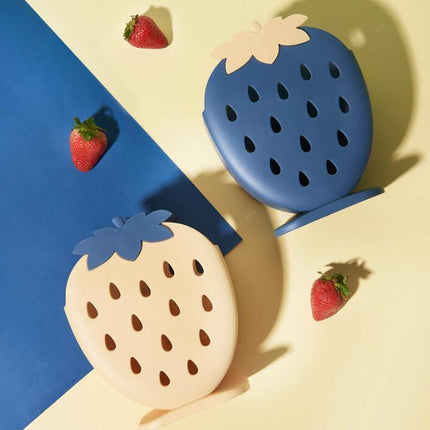 Strawberry Drying Stand | Cute Kitchen & Bathroom Organizer | Durable Plastic | 5 Colors | Quick Drainage Design | 6 x 7 x 3 Inches | Fun & Practical Decor for Utensils & Toothbrushes