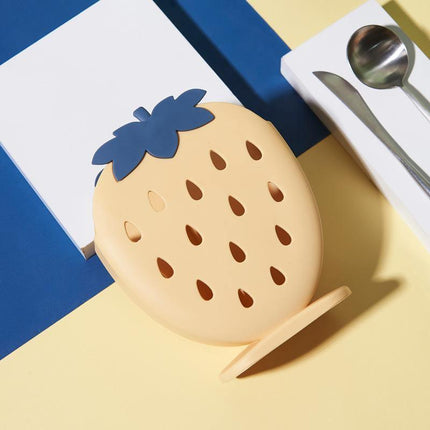 Strawberry Drying Stand | Cute Kitchen & Bathroom Organizer | Durable Plastic | 5 Colors | Quick Drainage Design | 6 x 7 x 3 Inches | Fun & Practical Decor for Utensils & Toothbrushes