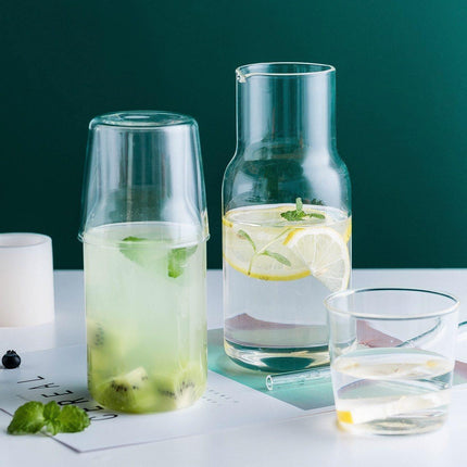 Glass Bedside Carafe & Tumbler Set | High-Quality Glass | Multipurpose with Tumbler Lid | Ideal for Home, Office, Guest Serving | Easy Hand Wash | Space-Saving Design