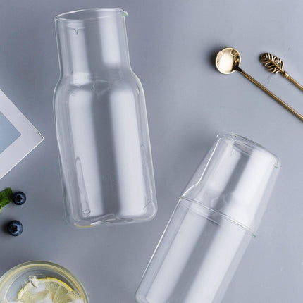 Glass Bedside Carafe & Tumbler Set | High-Quality Glass | Multipurpose with Tumbler Lid | Ideal for Home, Office, Guest Serving | Easy Hand Wash | Space-Saving Design