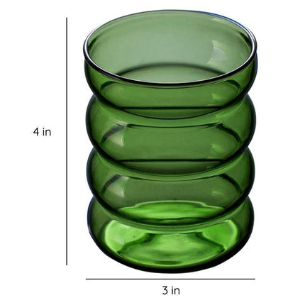 Hand-Blown Borosilicate Glass Cups | Colorful Bubble Design | 4 Colors Available | Dishwasher Safe | Heat Resistant | Sold Individually | 10.1 fl oz Capacity | 2.95" Wide x 3.7" High | Versatile Drinkware