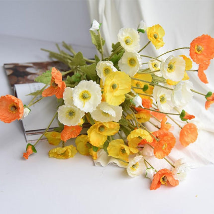 Artificial Poppy Flowers | Silk Wildflower Sprays | 23" Tall | Flocked Green Stems | Realistic Look | Single Stem | Home Decor | Floral Arrangement | Vibrant Silk Blooms