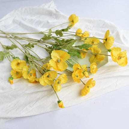 Artificial Poppy Flowers | Silk Wildflower Sprays | 23" Tall | Flocked Green Stems | Realistic Look | Single Stem | Home Decor | Floral Arrangement | Vibrant Silk Blooms