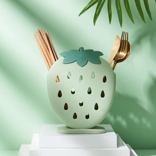 Strawberry Drying Stand | Cute Kitchen & Bathroom Organizer | Durable Plastic | 5 Colors | Quick Drainage Design | 6 x 7 x 3 Inches | Fun & Practical Decor for Utensils & Toothbrushes