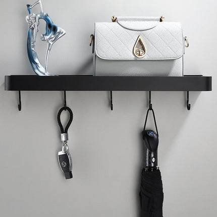 Aluminium Wall-Mounted Black Shelf | Bathroom & Living Room Storage | Grated Drainage Design | Stylish Display | 12.5cm Width | 4cm Depth | Durable & Sleek