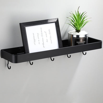 Aluminium Wall-Mounted Black Shelf | Bathroom & Living Room Storage | Grated Drainage Design | Stylish Display | 12.5cm Width | 4cm Depth | Durable & Sleek