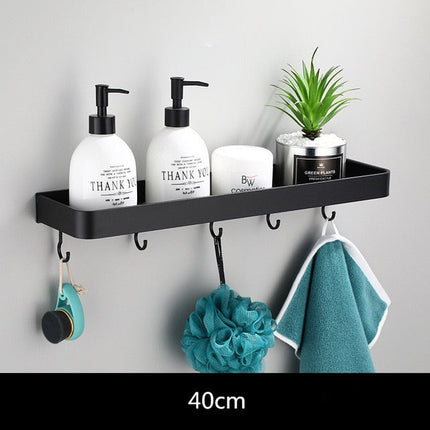 Aluminium Wall-Mounted Black Shelf | Bathroom & Living Room Storage | Grated Drainage Design | Stylish Display | 12.5cm Width | 4cm Depth | Durable & Sleek