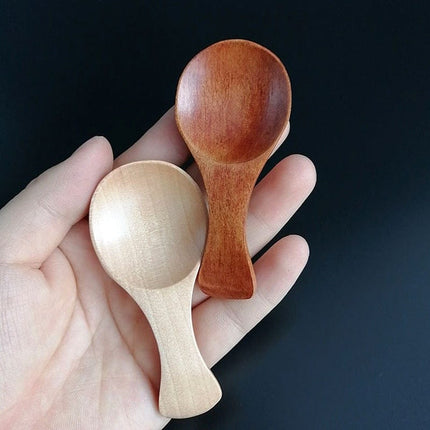 Wooden Condiment Spoons Set | 4 Piece | Schima Superba Wood | Salt & Spice Jar Spoon | Light & Dark Colors | 7.0 x 3.5cm Size | Elegant Pantry Accessory | Hand Wash Only