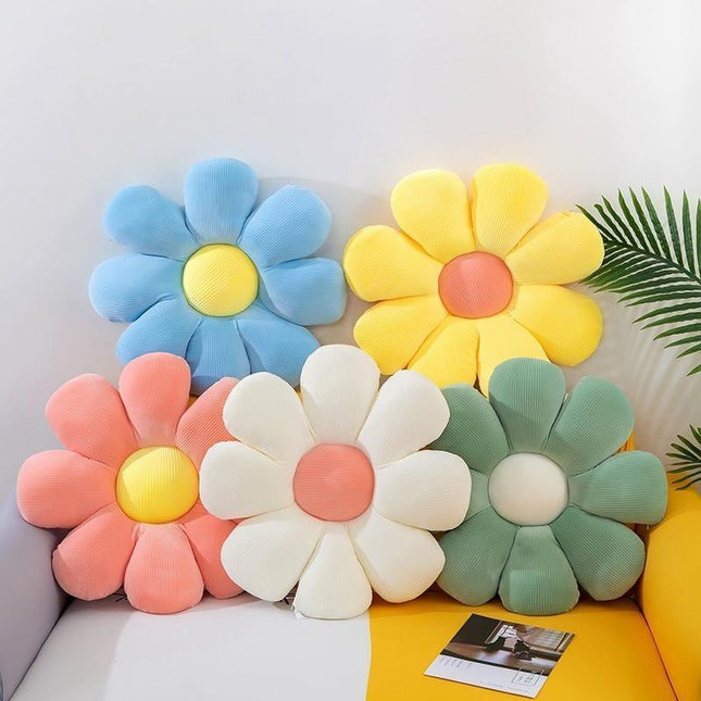 Flower Shaped Plush Cushion | Decorative Throw Pillow | Soft Cotton Blend | Multiple Colors | Small & Large Sizes | Living Room or Bedroom Decor | Whimsical Flower Design
