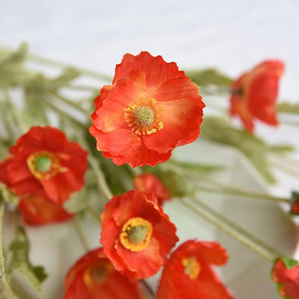 Artificial Poppy Flowers | Silk Wildflower Sprays | 23" Tall | Flocked Green Stems | Realistic Look | Single Stem | Home Decor | Floral Arrangement | Vibrant Silk Blooms