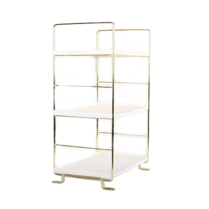 Adjustable Multi-Purpose Tiered Storage Stand | Water-Resistant Plastic Shelves | Metallic Handles | Bathroom, Bedroom, Laundry, Kitchen Pantry Organiser