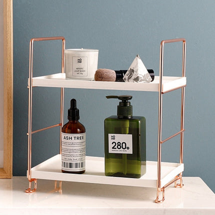 Adjustable Multi-Purpose Tiered Storage Stand | Water-Resistant Plastic Shelves | Metallic Handles | Bathroom, Bedroom, Laundry, Kitchen Pantry Organiser