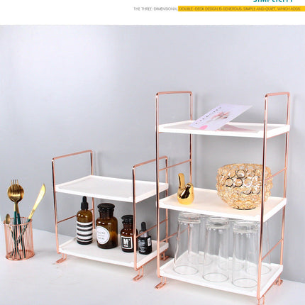 Adjustable Multi-Purpose Tiered Storage Stand | Water-Resistant Plastic Shelves | Metallic Handles | Bathroom, Bedroom, Laundry, Kitchen Pantry Organiser