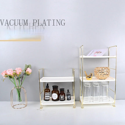 Adjustable Multi-Purpose Tiered Storage Stand | Water-Resistant Plastic Shelves | Metallic Handles | Bathroom, Bedroom, Laundry, Kitchen Pantry Organiser
