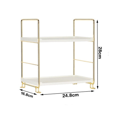 Adjustable Multi-Purpose Tiered Storage Stand | Water-Resistant Plastic Shelves | Metallic Handles | Bathroom, Bedroom, Laundry, Kitchen Pantry Organiser