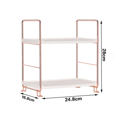Adjustable Multi-Purpose Tiered Storage Stand | Water-Resistant Plastic Shelves | Metallic Handles | Bathroom, Bedroom, Laundry, Kitchen Pantry Organiser