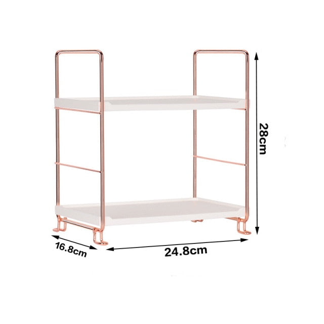 Adjustable Multi-Purpose Tiered Storage Stand | Water-Resistant Plastic Shelves | Metallic Handles | Bathroom, Bedroom, Laundry, Kitchen Pantry Organiser