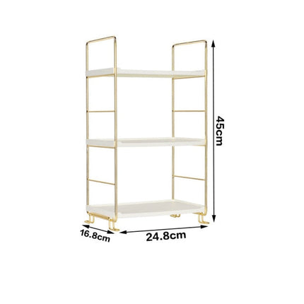 Adjustable Multi-Purpose Tiered Storage Stand | Water-Resistant Plastic Shelves | Metallic Handles | Bathroom, Bedroom, Laundry, Kitchen Pantry Organiser