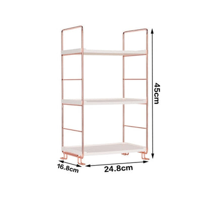 Adjustable Multi-Purpose Tiered Storage Stand | Water-Resistant Plastic Shelves | Metallic Handles | Bathroom, Bedroom, Laundry, Kitchen Pantry Organiser