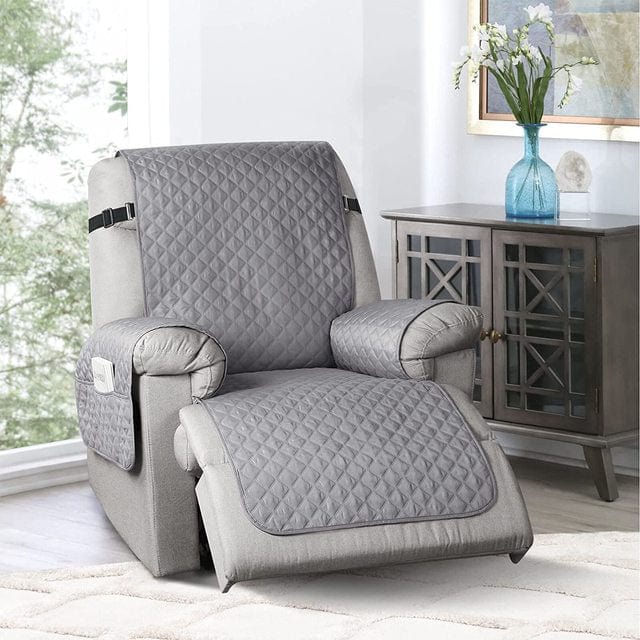 CoverUp | Quilted Non-Slip Recliner Cover | Soft Material | Slip-Resistant Backing | Easy Installation & Care | Extra Storage Compartments | Ultra-Soft Protective Furniture Cover | Perfect for Kids and Pets