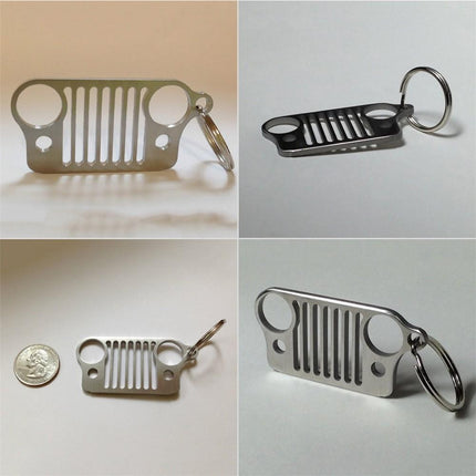 Stainless Steel Jeep Grille Keychain | High-Definition Laser-Cut | Durable 304-Grade | Rust-Proof | Stylish Finish | Ideal Gift for Jeep Enthusiasts | Distinctive Accessory