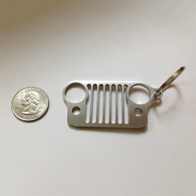 Stainless Steel Jeep Grille Keychain | High-Definition Laser-Cut | Durable 304-Grade | Rust-Proof | Stylish Finish | Ideal Gift for Jeep Enthusiasts | Distinctive Accessory
